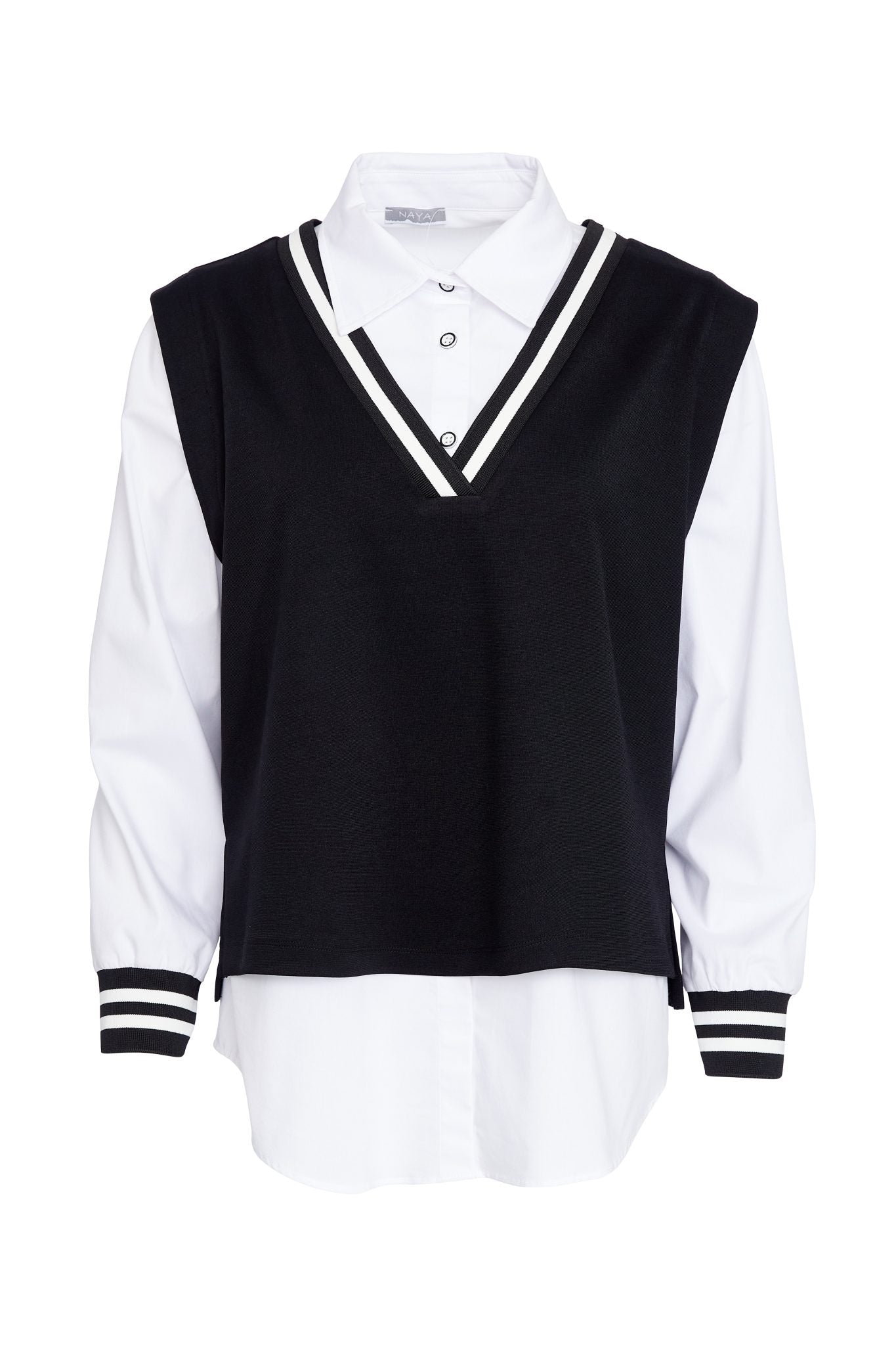 NAYA NAW25180 2 Piece With Overvest Ribbed Detail @ Neck & Cuff