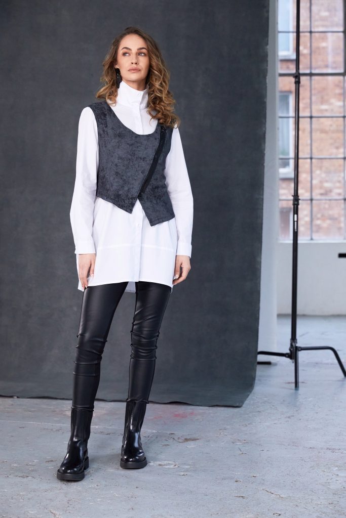 NAYA NAW25181 Two Piece Shirt Wrap Top And Zip Detail