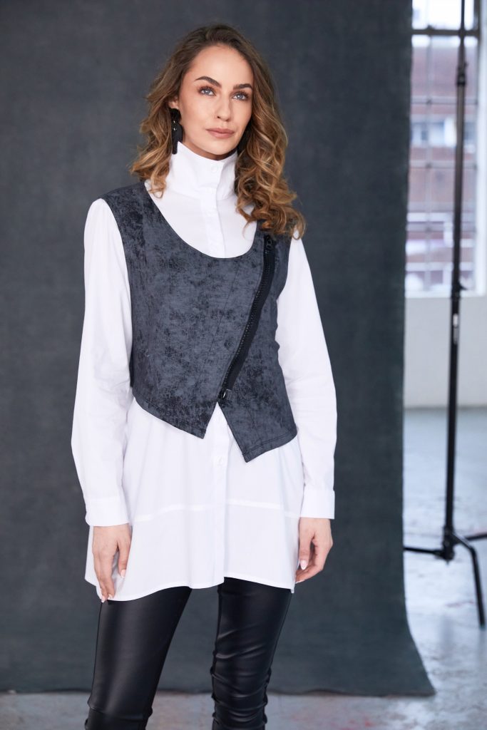 NAYA NAW25181 Two Piece Shirt Wrap Top And Zip Detail