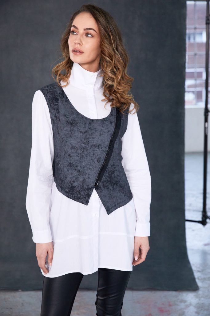 NAYA NAW25181 Two Piece Shirt Wrap Top And Zip Detail