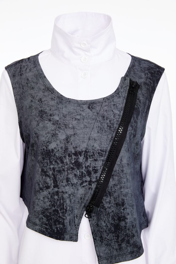 NAYA NAW25181 Two Piece Shirt Wrap Top And Zip Detail