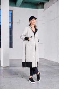 NAYA NAW25184 Padded  hooded coat with knit cuff and hempanels