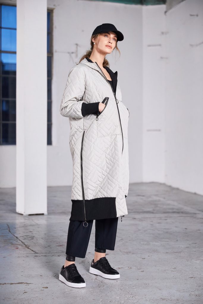 NAYA NAW25184 Padded  hooded coat with knit cuff and hempanels