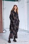 NAYA NAW25185 Jacquard long coat with hood and contrast band