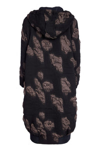 NAYA NAW25185 Jacquard long coat with hood and contrast band