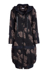 NAYA NAW25185 Jacquard long coat with hood and contrast band