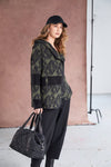 NAYA NAW25188 Jacquard Print Jacket With Angled Zip and Ribbed Panels