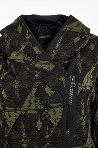 NAYA NAW25188 Jacquard Print Jacket With Angled Zip and Ribbed Panels