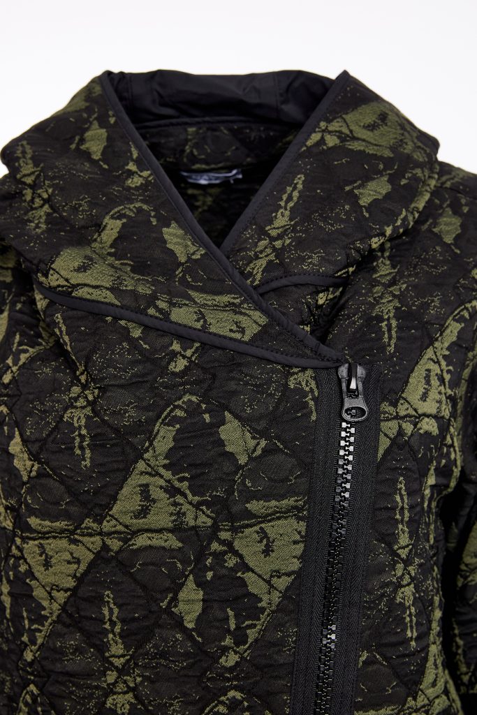 NAYA NAW25188 Jacquard Print Jacket With Angled Zip and Ribbed Panels