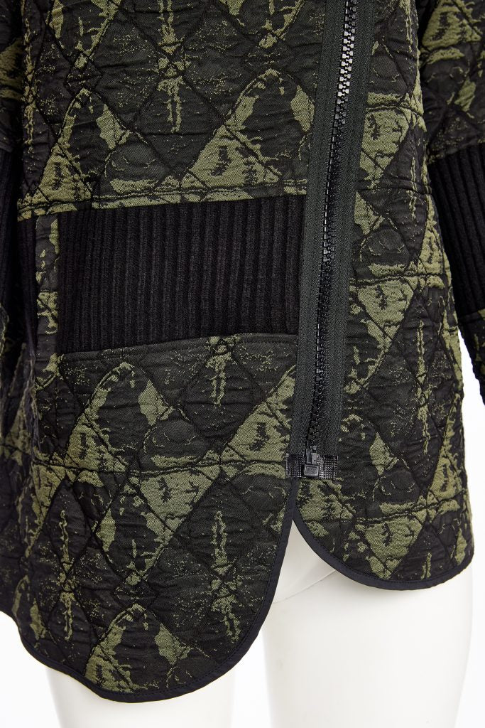 NAYA NAW25188 Jacquard Print Jacket With Angled Zip and Ribbed Panels