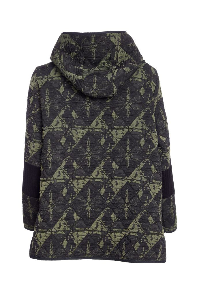 NAYA NAW25188 Jacquard Print Jacket With Angled Zip and Ribbed Panels