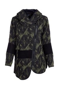 NAYA NAW25188 Jacquard Print Jacket With Angled Zip and Ribbed Panels