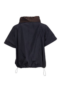 NAYA NAW25190 Drawstring hem top with stripped pocket and collar