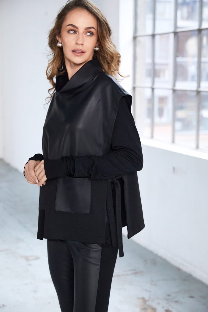 NAYA NAW25206 leatherette top with tie detail at sides