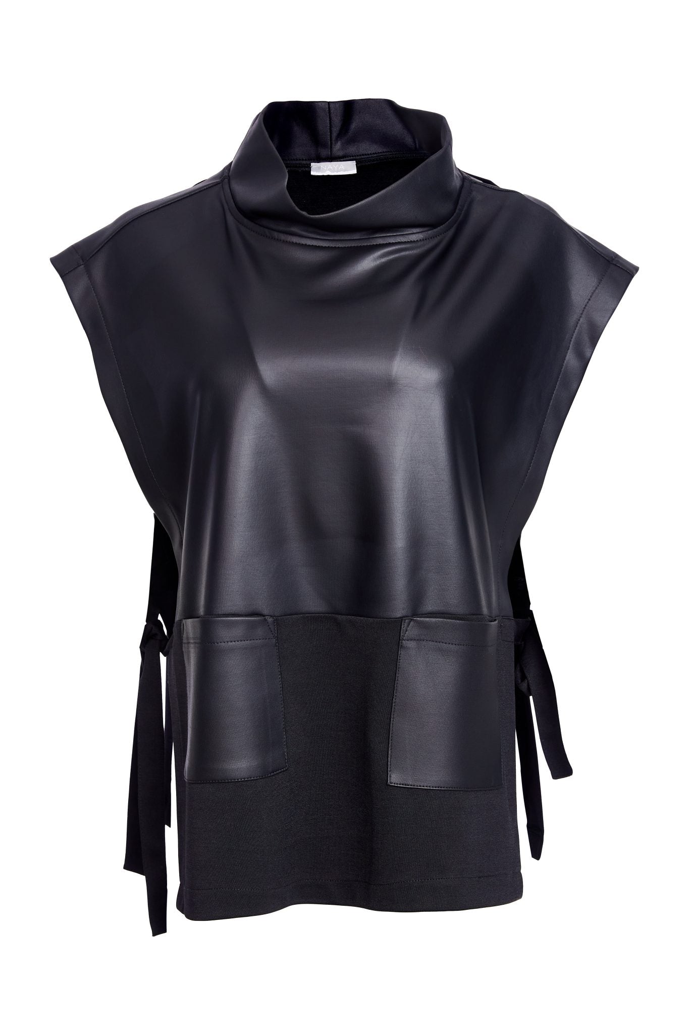 NAYA NAW25206 leatherette top with tie detail at sides