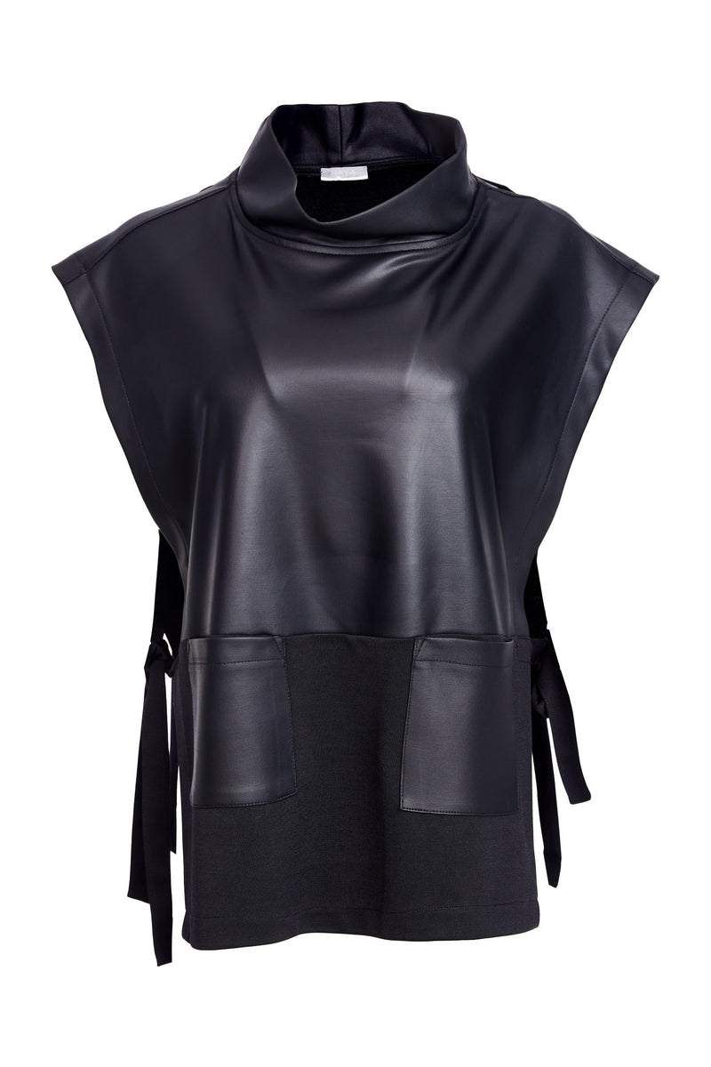 NAYA NAW25206 leatherette top with tie detail at sides