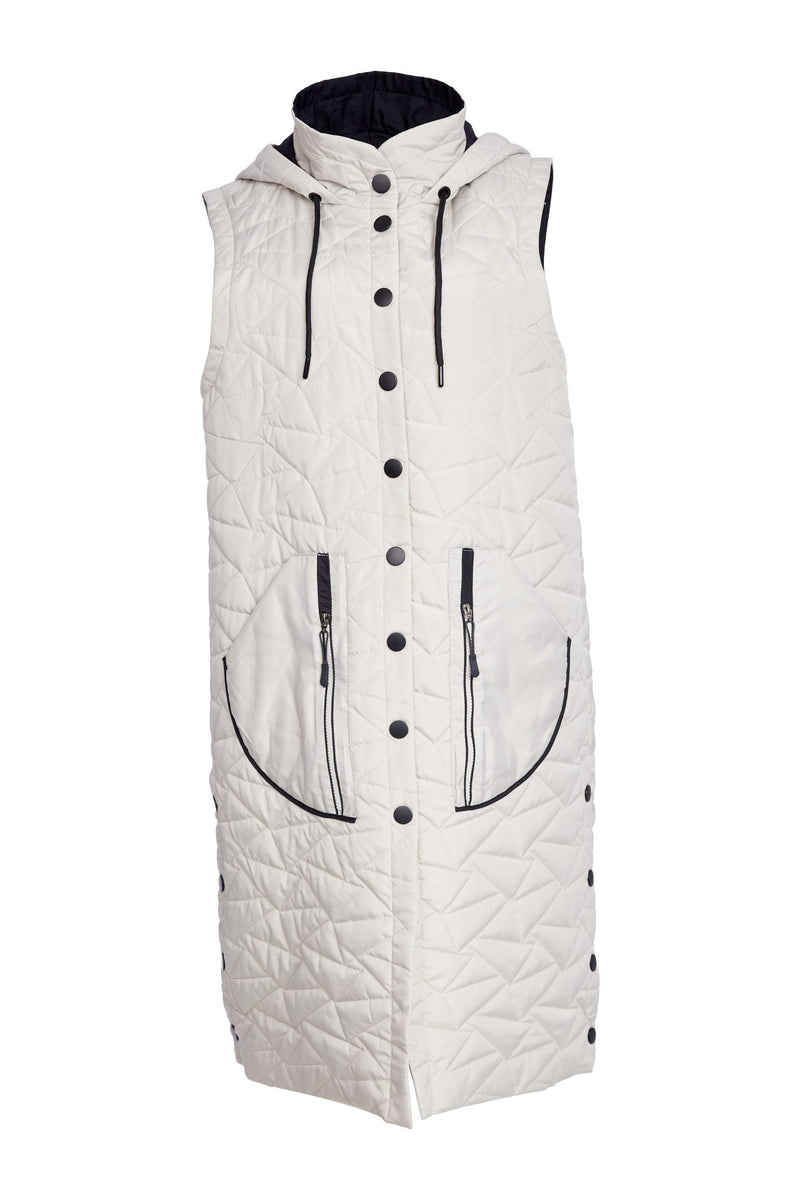 NAYA NAW25209 Padded Longline Gilet With Contrast Zips And Trims