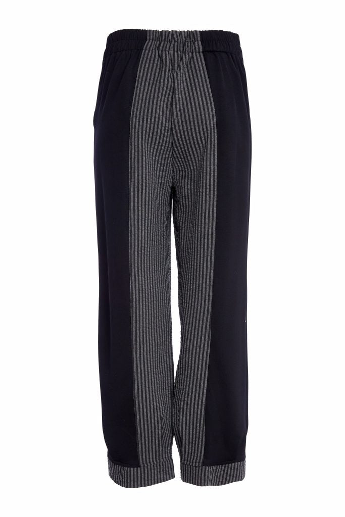 NAYA NAW25219 Stripped trouser with contrast side panels and hem cuff