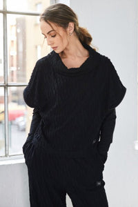 NAYA NAW25232 Embossed knit top with collar and zip detail on side seam