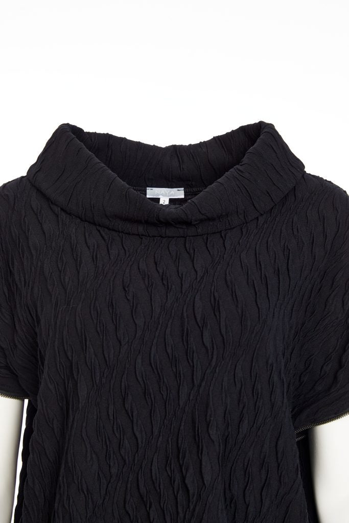 NAYA NAW25232 Embossed knit top with collar and zip detail on side seam