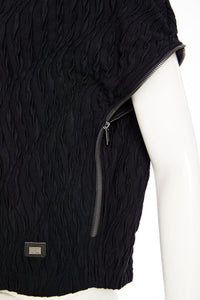 NAYA NAW25232 Embossed knit top with collar and zip detail on side seam