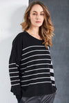 NAYA NAW25240 Round Neck Square Shape Stripped Knit