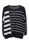 NAYA NAW25240 Round Neck Square Shape Stripped Knit