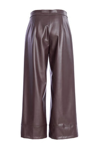 NAYA NAW25260 Wide leg leatherette trouser with band at hem
