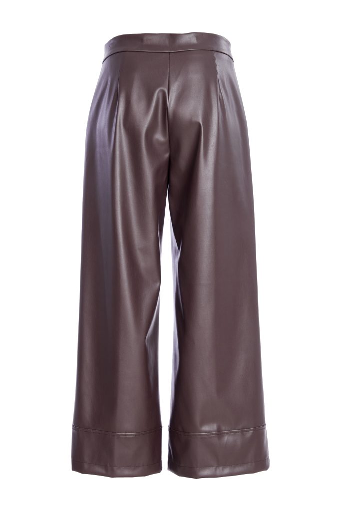 NAYA NAW25260 Wide leg leatherette trouser with band at hem
