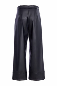 NAYA NAW25260 Wide leg leatherette trouser with band at hem