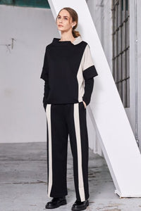 NAYA NAW25264 Wide leg trouser with contrast panel at front