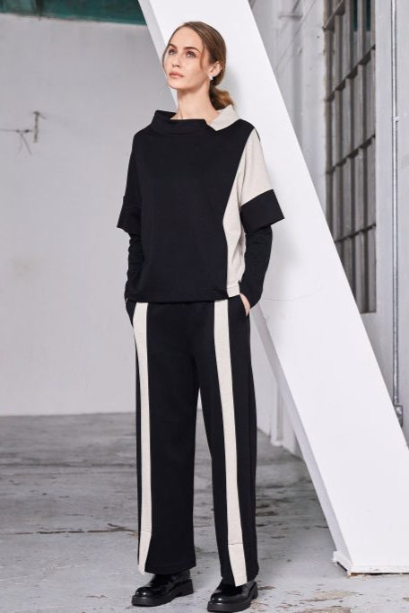 NAYA NAW25264 Wide leg trouser with contrast panel at front