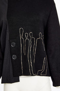 NAYA NAW25270 Placement print top with contrast hood and button detail