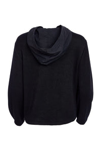 NAYA NAW25270 Placement print top with contrast hood and button detail