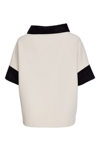 NAYA NAW25276 Placement print top with contrast cut away collar