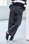 NAYA NAW25260 Wide leg leatherette trouser with band at hem