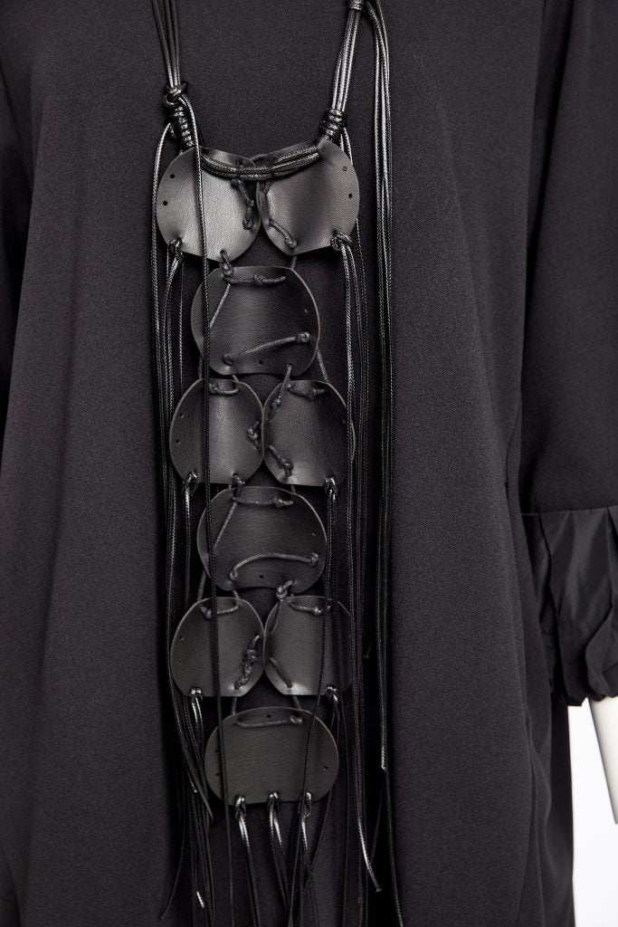 NAYA NAW25305 Curved Hemline Tunic Top With Contrast Ruched Cuff