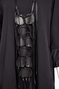 NAYA NAW25305 Curved Hemline Tunic Top With Contrast Ruched Cuff