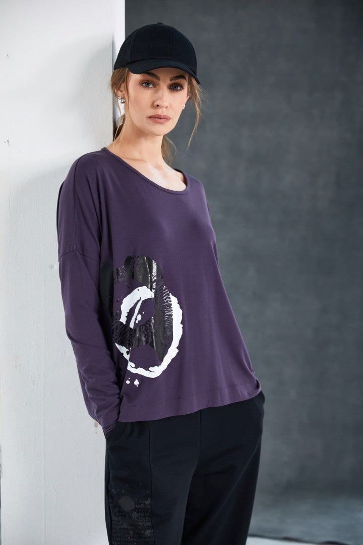 NAYA NAW25309 Placement circle print round neck top