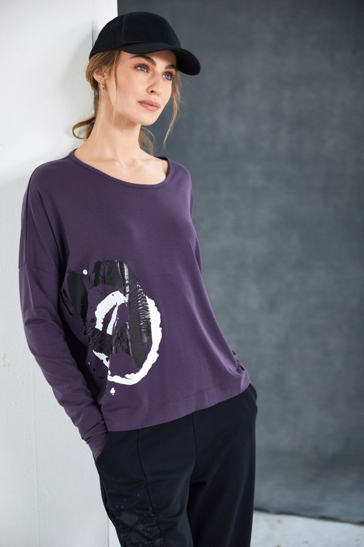 NAYA NAW25309 Placement circle print round neck top