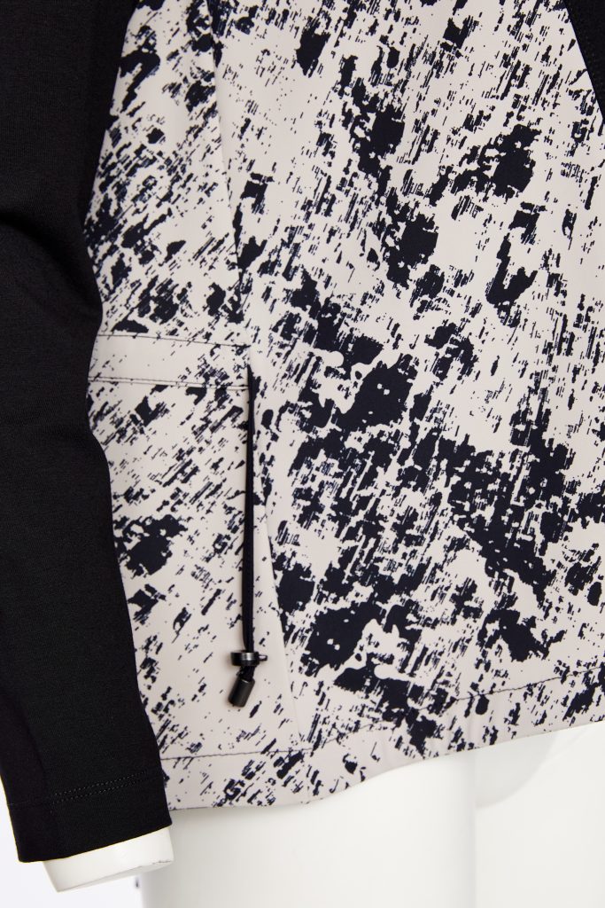 NAYA NAW25314 Mottled print top with contrast front panel and dipped drawstring back