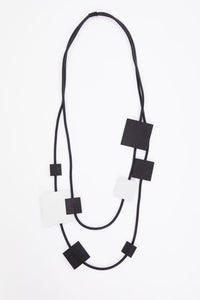 NAYA NAW25318 Square shape 2 tone rubberised necklace