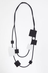 NAYA NAW25318 Square shape 2 tone rubberised necklace
