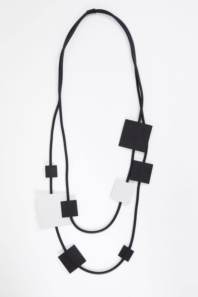 NAYA NAW25318 Square shape 2 tone rubberised necklace