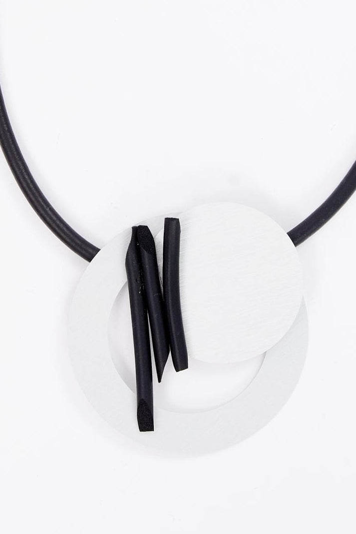 NAYA NAW25321 Cut Out Disc Necklace With Trim