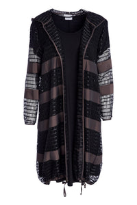 NAYA NAW25325 2 Piece Loose Weave L/Jacket With Contrast Band and Underdress