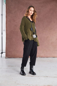 NAYA NAW25327 loose weave V neck knit with layed on sections