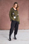 NAYA NAW25327 loose weave V neck knit with layed on sections