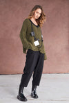 NAYA NAW25327 loose weave V neck knit with layed on sections