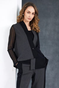 NAYA NAW25328 Stripped angled waistcoat with contrast panels and button closing